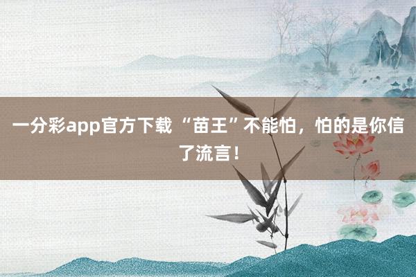 一分彩app官方下载 “苗王”不能怕，怕的是你信了流言！