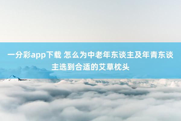 一分彩app下载 怎么为中老年东谈主及年青东谈主选到合适的艾草枕头
