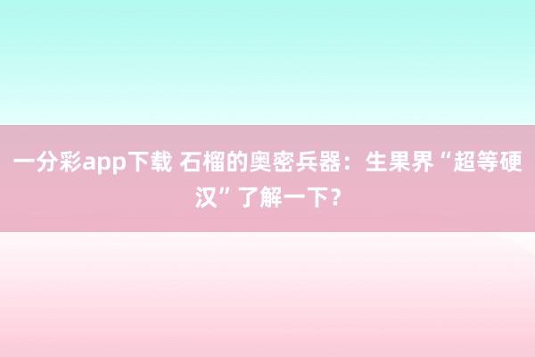 一分彩app下载 石榴的奥密兵器：生果界“超等硬汉”了解一下？