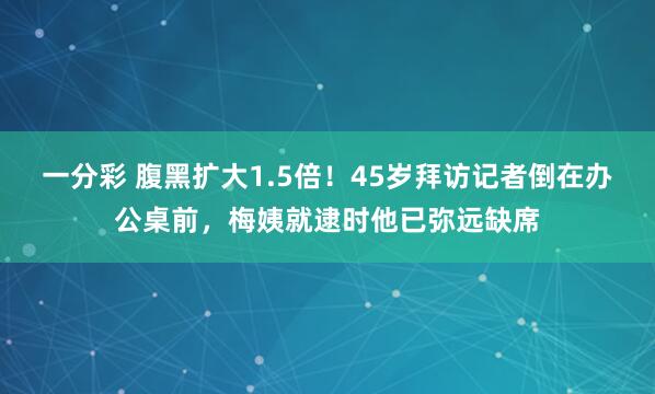 一分彩 腹黑扩大1.5倍！45岁拜访记者倒在办公桌前，梅姨就逮时他已弥远缺席
