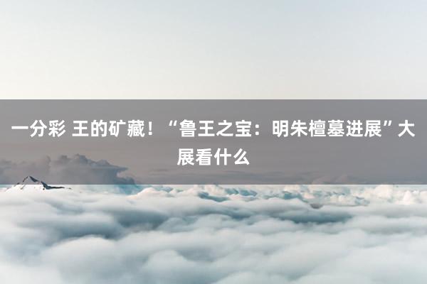 一分彩 王的矿藏！“鲁王之宝：明朱檀墓进展”大展看什么