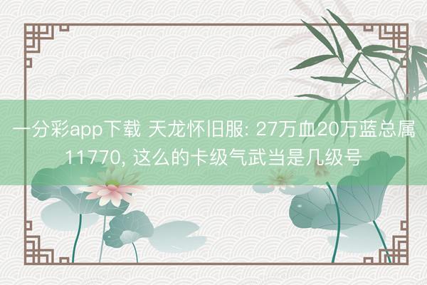 一分彩app下载 天龙怀旧服: 27万血20万蓝总属11770， 这么的卡级气武当是几级号