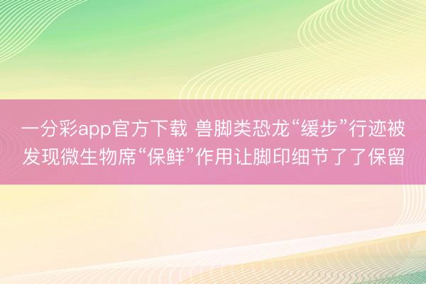 一分彩app官方下载 兽脚类恐龙“缓步”行迹被发现微生物席“保鲜”作用让脚印细节了了保留