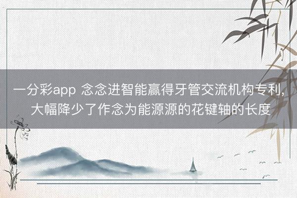 一分彩app 念念进智能赢得牙管交流机构专利, 大幅降少了作念为能源源的花键轴的长度